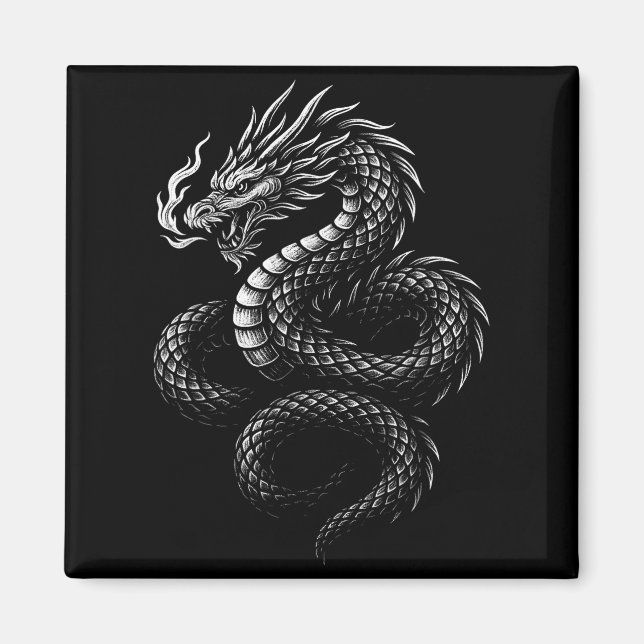 Imã Dragão Asiático Vintage  (Frente)