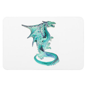 Ímã Dragão Azul Celeste Arte Mística de Criatura Fantá