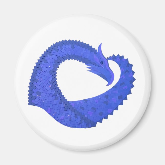 Imã Dragão azul no branco (Frente)