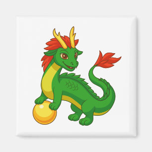 Imã Dragão Chinês Verde