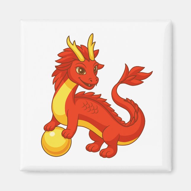 Imã Dragão Chinês Vermelho (Frente)