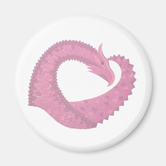 Imã Dragão cor-de-rosa em branco (Frente)