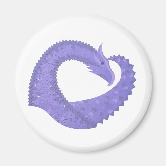 Imã dragão coração azul claro sobre branco (Frente)