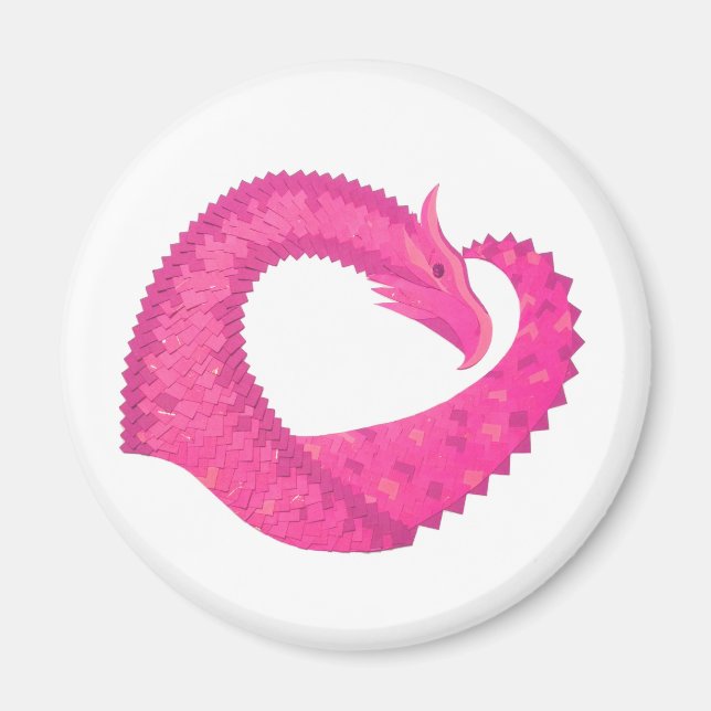 Imã Dragão-coração rosa-quente em branco (Frente)