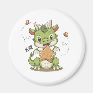 Imã Dragão Cugado Com Estrela De Madeira E Borboleta