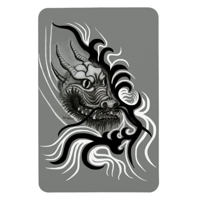 Ímã Dragão da China em Tattoostyle (Vertical)
