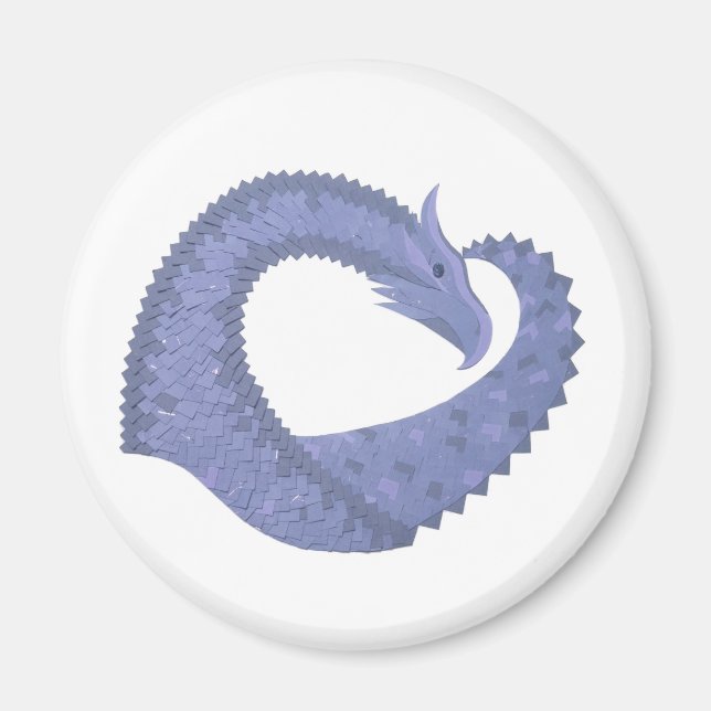 Imã Dragão de cinza azul em branco (Frente)