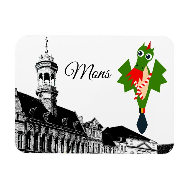 Ímã Dragão de Mons, personagem de Doudou ducasse (Horizontal)