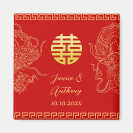 Imã Dragão do casamento chinês de ouro vermelho e fêni
