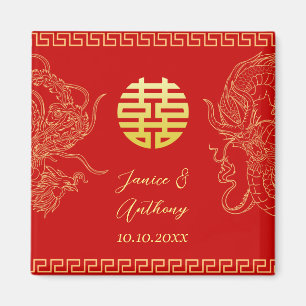 Imã Dragão do casamento chinês de ouro vermelho e fêni