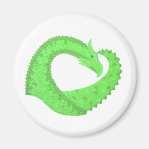 Imã Dragão do coração do verde limão em branco