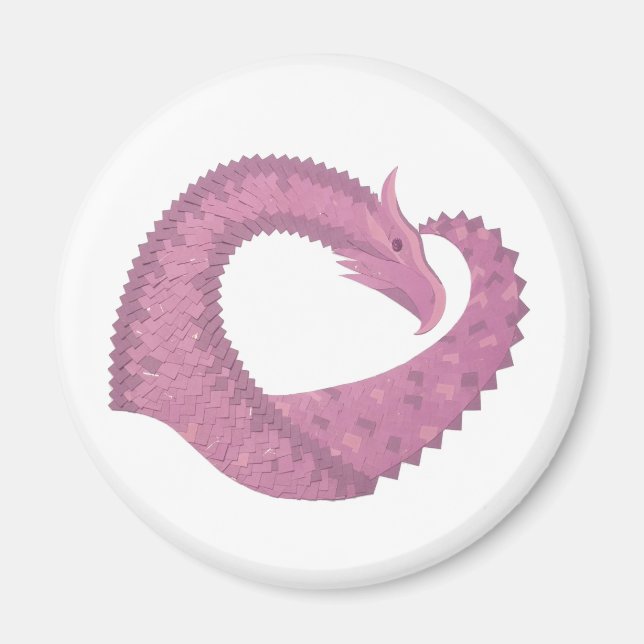 Imã Dragão do coração Mauve em branco (Frente)