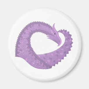 Imã Dragão do coração roxo lavanda em branco