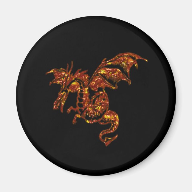 Imã Dragão Flaming em Preto (Frente)
