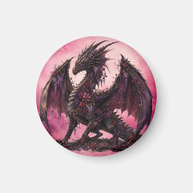 Imã Dragão Flor | Dragão de Fantasia Botânica (Frente)