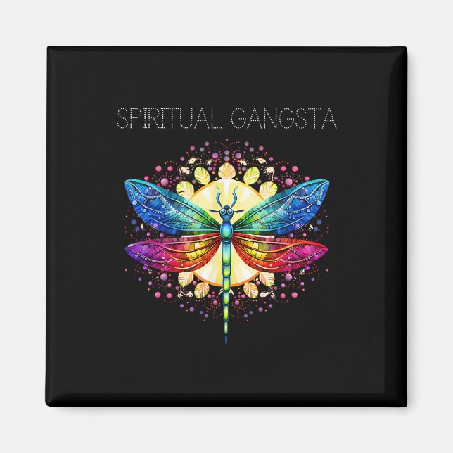 Imã Dragão Libélula Gangsta Espiritual Mandala de Medi (Frente)