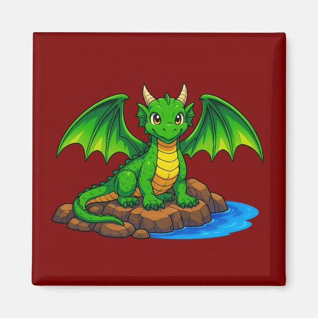 Imã Dragão medieval mágico (Frente)