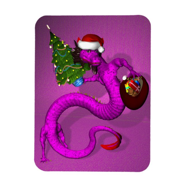 Ímã Dragão Natal Rosa (Vertical)