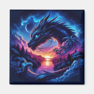 Imã Dragão Silhuetado contra um Sunset Vibrante