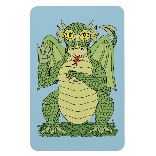 Ímã Dragão Verde Bonito (Vertical)