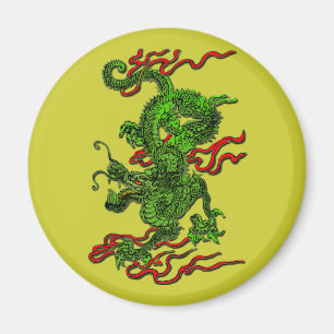 Imã Dragão verde com fitas vermelhas roupa & presente
