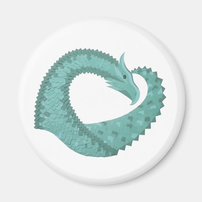 Imã Dragão verde-sábado em branco (Frente)