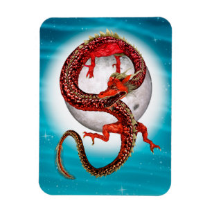 Ímã Dragão Vermelho Oriental - Criatura de Fantasia Mí