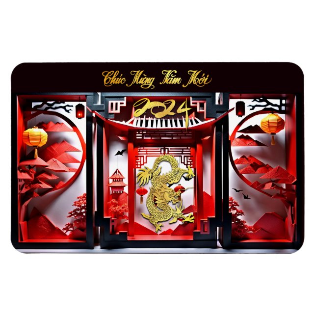 Ímã Dragão Vietnamita Ano Novo 2024 Origami FlexM (Horizontal)