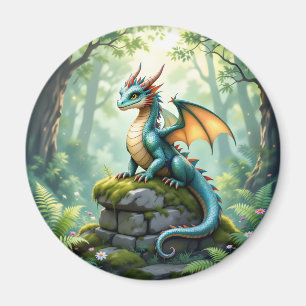 Imã Dragão Whimsical na Pedra Antiga