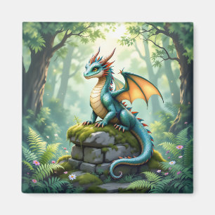 Imã Dragão Whimsical na Pedra Antiga