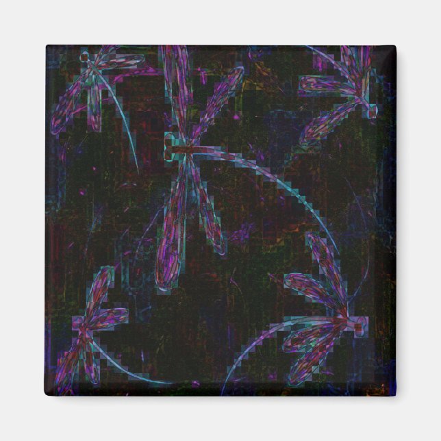 Imã Dragões Azuis bonito em Preto (Frente)