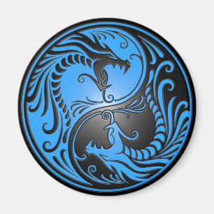 Imã Dragões, azul e preto de Yin Yang