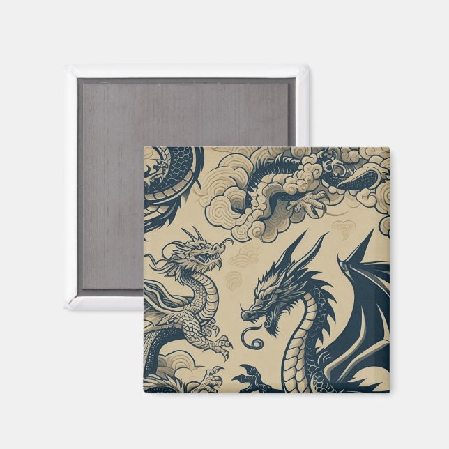 Imã Dragões Fantasia Antigados  (Front/Back)
