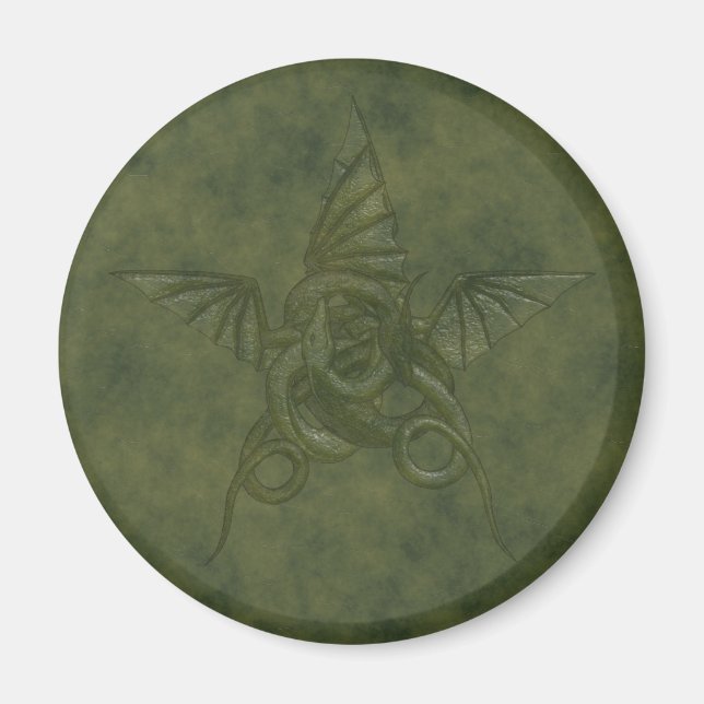 Imã Dragon Star - Imagem de Couro Emboscada Verde (Frente)