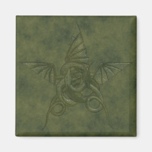 Imã Dragon Star - Imagem Verde de Couro Emboscada