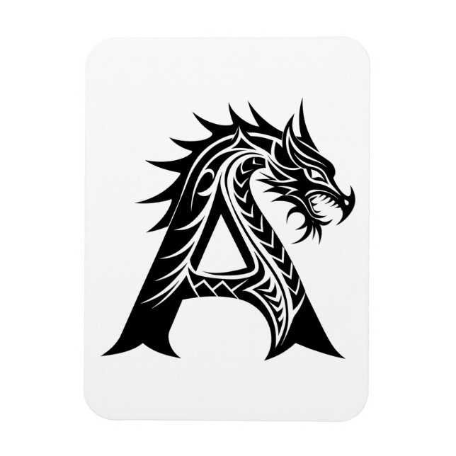 Ímã Dragon Styled Letter A, Dragon Alphabet, Monogram (Vertical)