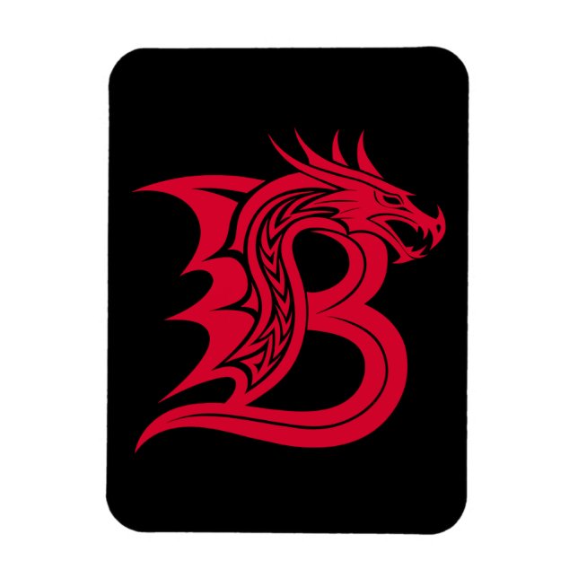 Ímã Dragon Styled Letter B, Dragon Alphabet, Monogram (Vertical)