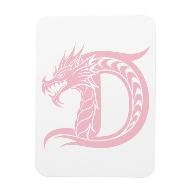 Ímã Dragon Styled Letter D, Dragon Alphabet, Monogram (Vertical)