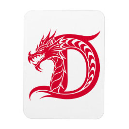 Ímã Dragon Styled Letter D, Dragon Alphabet, Monogram
