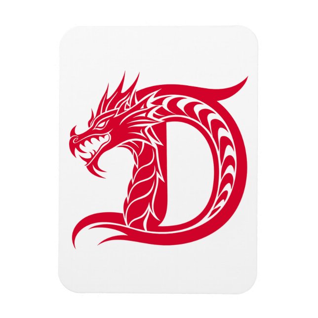 Ímã Dragon Styled Letter D, Dragon Alphabet, Monogram (Vertical)