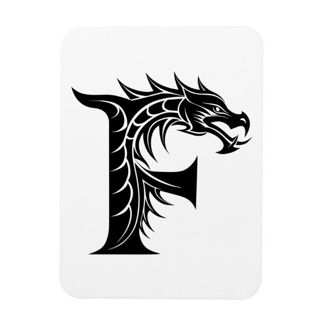Ímã Dragon Styled Letter F, Dragon Alphabet, Monogram (Vertical)