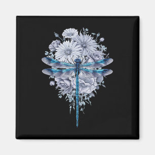 Imã Dragonfly Blue Watercolor Art Insetos Sobre a Terr