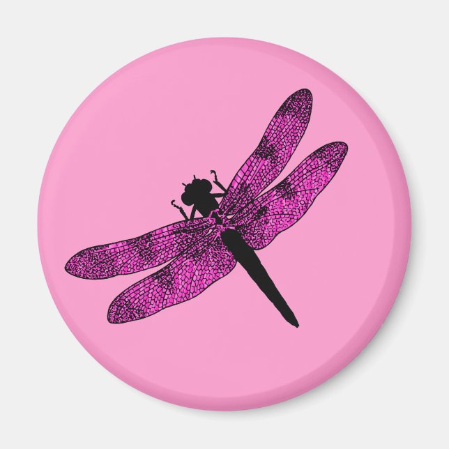 Imã Dragonfly com asa rosa (Frente)