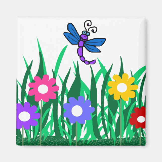 Imã Dragonfly com íman de flores (Frente)