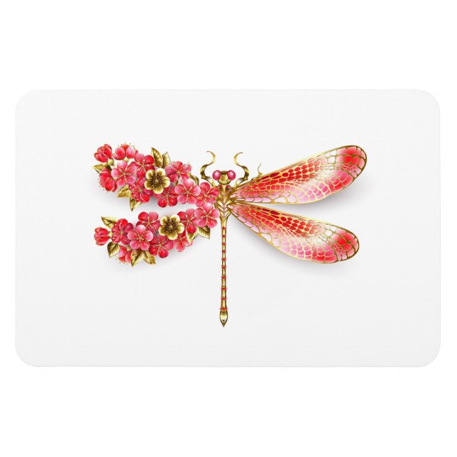 Ímã Dragonfly com joalheria sakura (Horizontal)