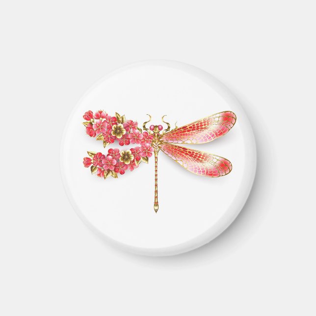 Imã Dragonfly com joalheria sakura (Frente)