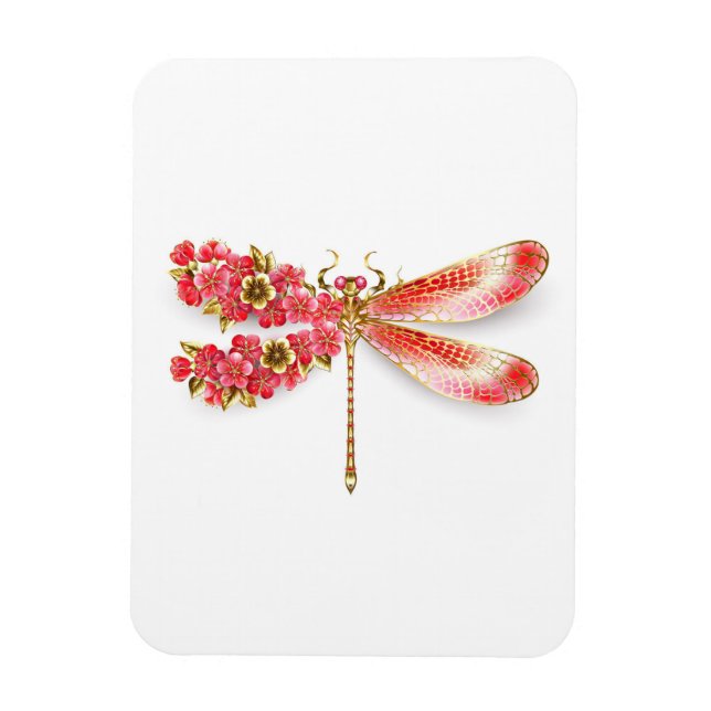 Ímã Dragonfly com joalheria sakura (Vertical)