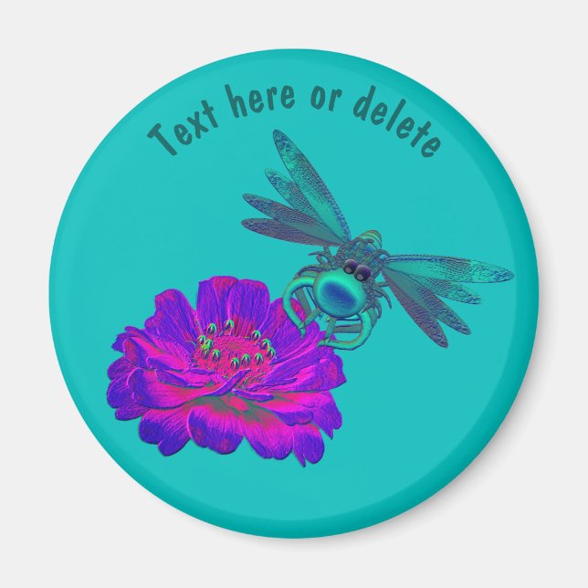 Imã Dragonfly Cuja Flor É Personalizada (Frente)