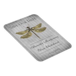 Ímã Dragonfly Dourada com Jeweled Salvar a Data
