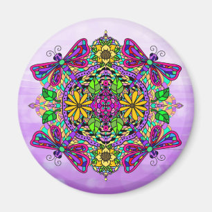 Imã Dragonfly e Flores Mandala
